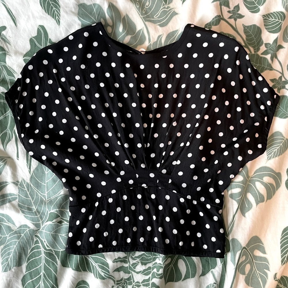 Urban Outfitters Polka Dot Button-Back Blouse